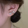 Korean micro-set diamond pearl silver needle earrings 2023 new trendy earrings, light luxury style earrings, stud earrings, women's pure silver 03 Application Scenario